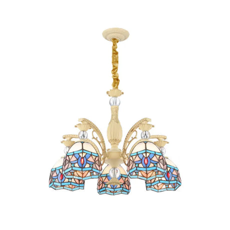 Blue Victorian Chandelier With Cut Glass Shade - 6/9/11 Lights Modern Suspension Pendant For Living