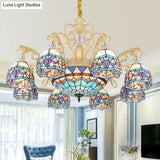Blue Victorian Chandelier With Cut Glass Shade - 6/9/11 Lights Modern Suspension Pendant For Living