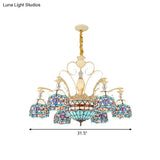 Blue Victorian Chandelier With Cut Glass Shade - 6/9/11 Lights Modern Suspension Pendant For Living