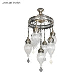 Bohemia 7-Light Crackle Glass Chandelier: Clear Ceiling Pendant For Living Room With Circular Design