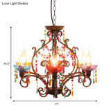 Bohemia Crystal Beaded Pendant Chandelier Light - 6-Light Copper Hanging Lamp