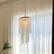 Boho Chic Shell Discs Pendant Light- Gold 1-Bulb Suspension For Dining Room