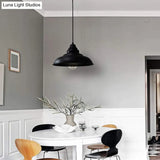 Bowl Suspension Pendant Light In Black - Industrial Style Metal 1 For Dining Room