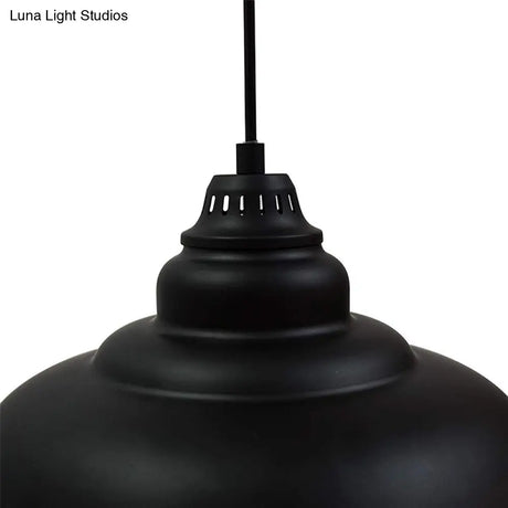 Bowl Suspension Pendant Light In Black - Industrial Style Metal 1 For Dining Room