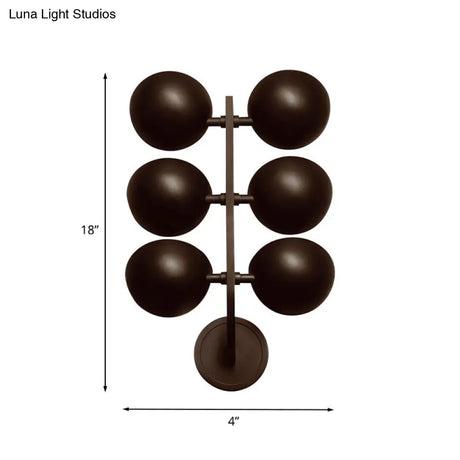 Branch Design Black Metal 6-Head Wall Mount Sconce Lamp