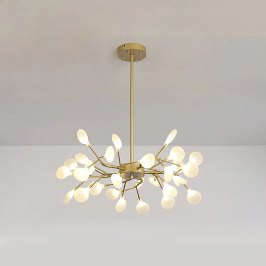 Branch-Like Wireframe Led Chandelier: Modern Metal Hanging Light For Living Room 30 / Gold C