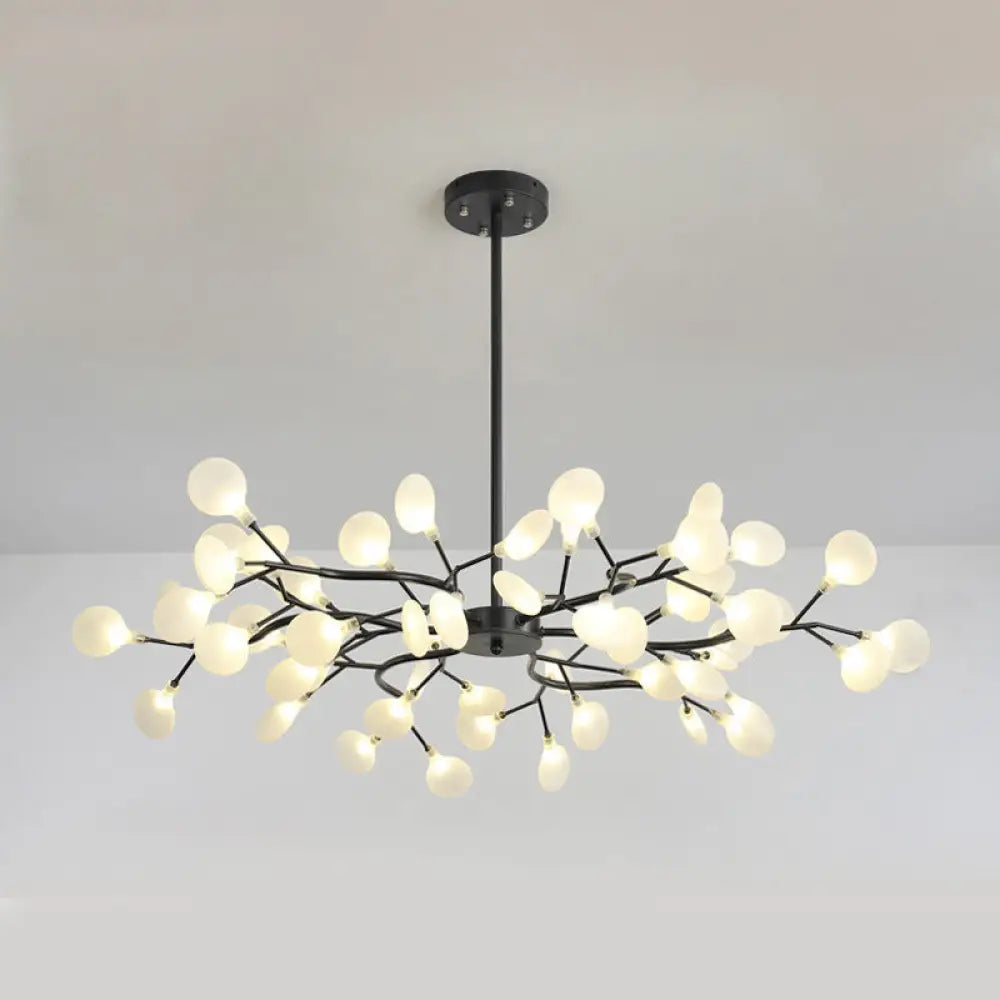 Branch-Like Wireframe Led Chandelier: Modern Metal Hanging Light For Living Room 54 / Black C