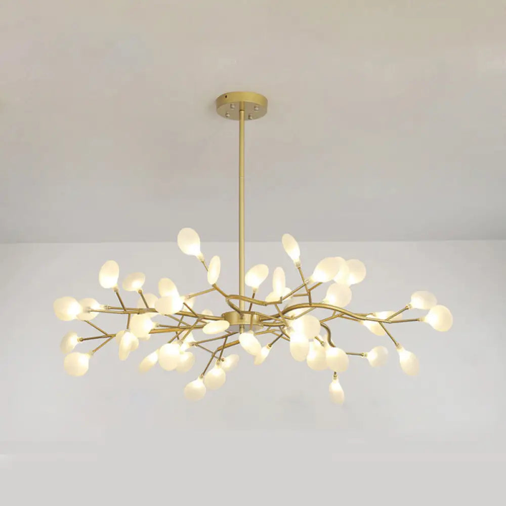 Branch-Like Wireframe Led Chandelier: Modern Metal Hanging Light For Living Room 54 / Gold C