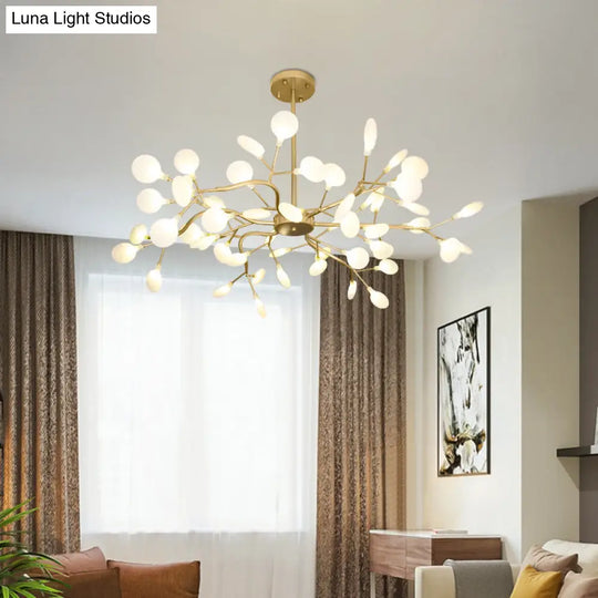 Branch-Like Wireframe Led Chandelier: Modern Metal Hanging Light For Living Room