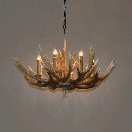 Branch Resin Pendant Chandelier - Cottage Style Hanging Ceiling Light (6/8/12 Heads) Elegant Brown