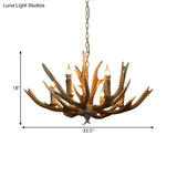 Branch Resin Pendant Chandelier - Cottage Style Hanging Ceiling Light (6/8/12 Heads) Elegant Brown