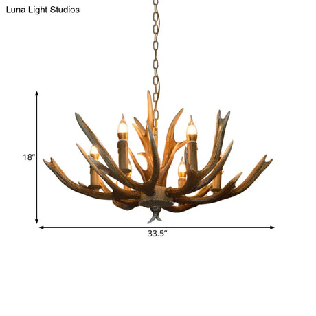 Branch Resin Pendant Chandelier - Cottage Style Hanging Ceiling Light (6/8/12 Heads) Elegant Brown
