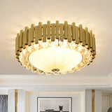 Brass 6 - Head Crystal Flushmount: Modern Bedroom Ceiling Lighting