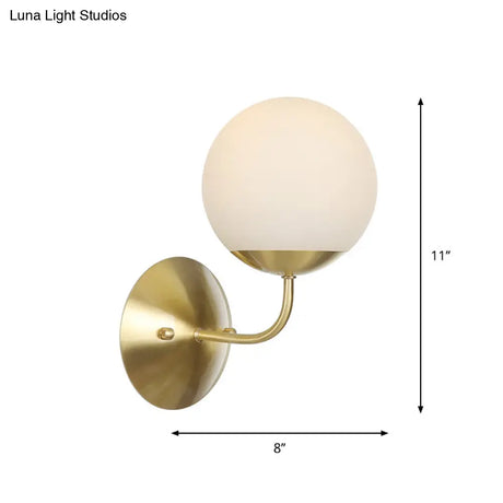 Brass Antique Wall Lamp Fixture With Frosted White Glass Tulip Shade - 1-Light Mount Light