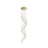 Brass Crystal Cone Pendant Light Set With Long Led Cascade - Perfect For Stairwell 15 /