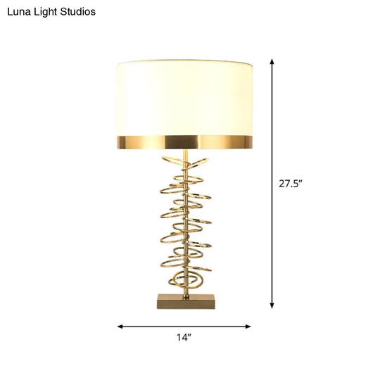 Brass Drum Table Lamp - Classic Style With Fabric Shade 1 Head Ideal For Nightstands