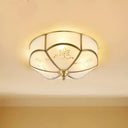 Brass Flush Mount Lamp With Colonial Sandblasted Glass - 3/4/6 Head Options / 14’