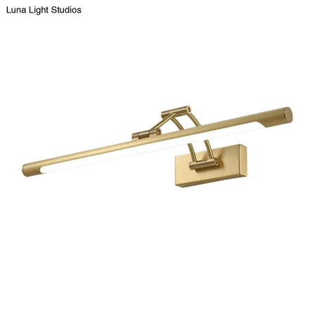 Brass Led Swing Arm Wall Lamp - Minimalistic Vanity Light For Mirror Cabinet