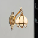 Brass Metal Floral Sconce - Traditional 1/2 Head Wall Light For Dining Room 1 /