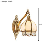 Brass Metal Floral Sconce - Traditional 1/2 Head Wall Light For Dining Room