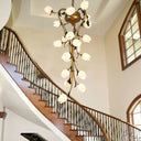 Brass Metal Led Pendant Ceiling Light - American Flower Chandelier Fixture With 21 Heads For Kitchen