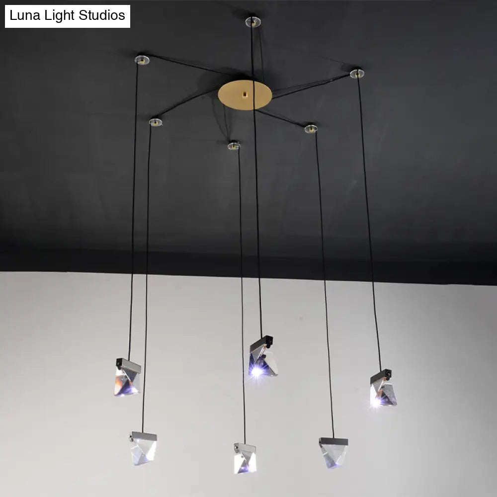 Brass Multi-Ceiling Light Kit With Beveled Crystal And Led 6 /