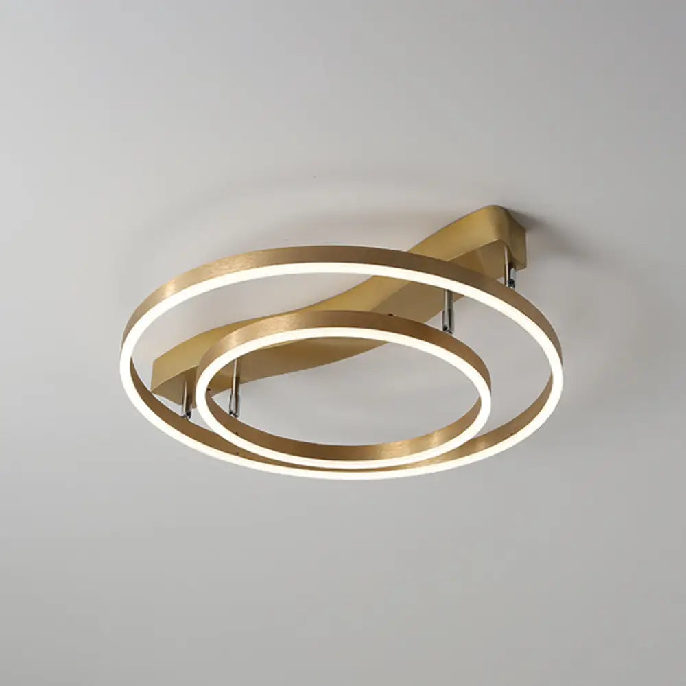Brass Multi-Ring Led Flushmount Ceiling Light For Living Room 2 / White