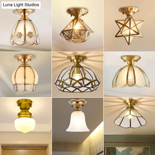 Brass Scallop Semi Flush Mount Ceiling Light