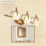 Brass Scalloped Sconce Vanity Light With Opal Glass For Bathrooms - Vintage Fixture