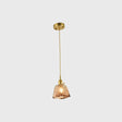 Brass Shaded Drop Pendant Vintage Handmade Tan Glass 1-Bulb Living Room Pendulum Light / Trapezoid