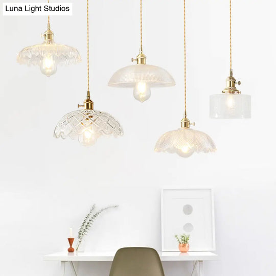Brass Glass Pendant Light: Vintage Shaded Texture Ideal For Restaurants