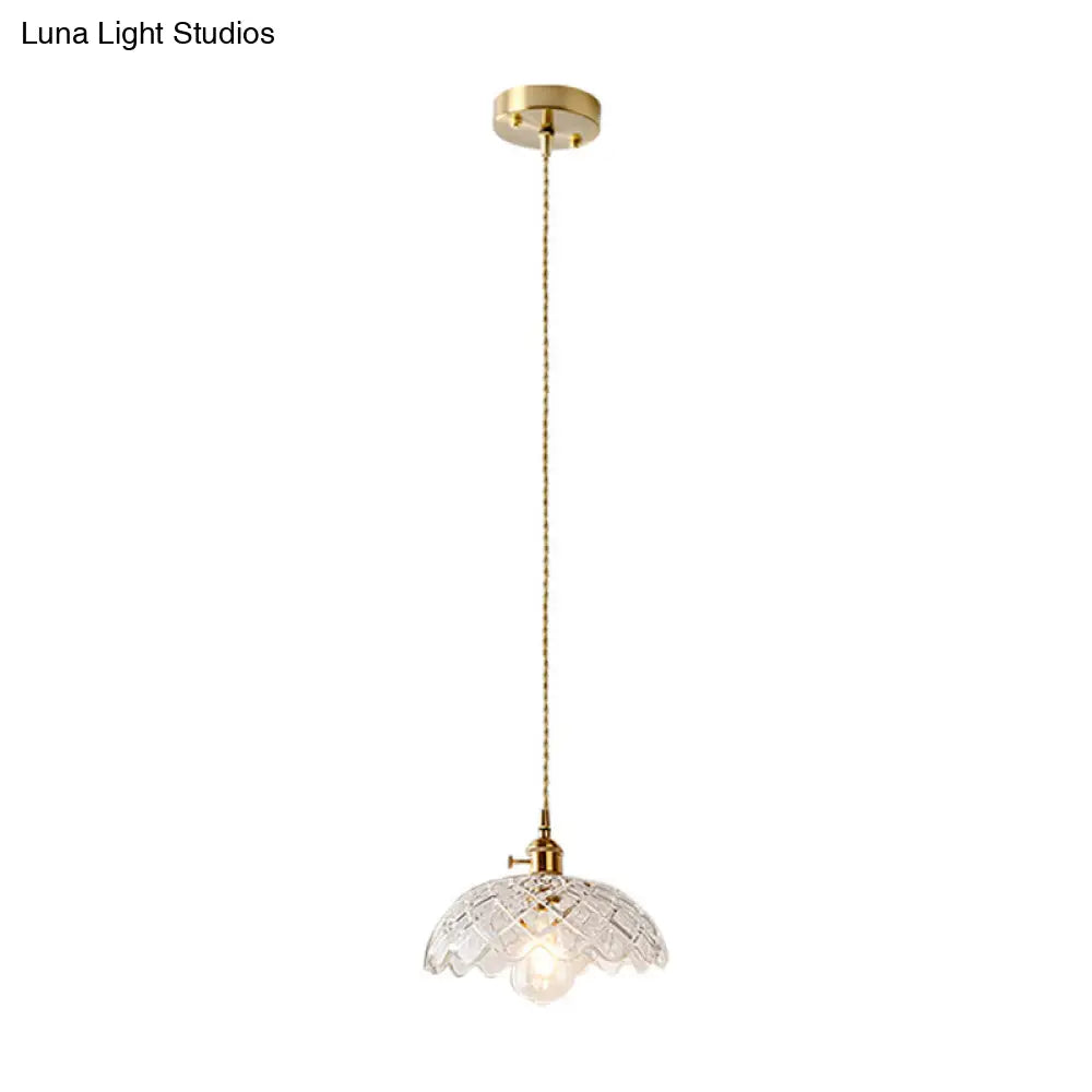 Brass Glass Pendant Light: Vintage Shaded Texture Ideal For Restaurants
