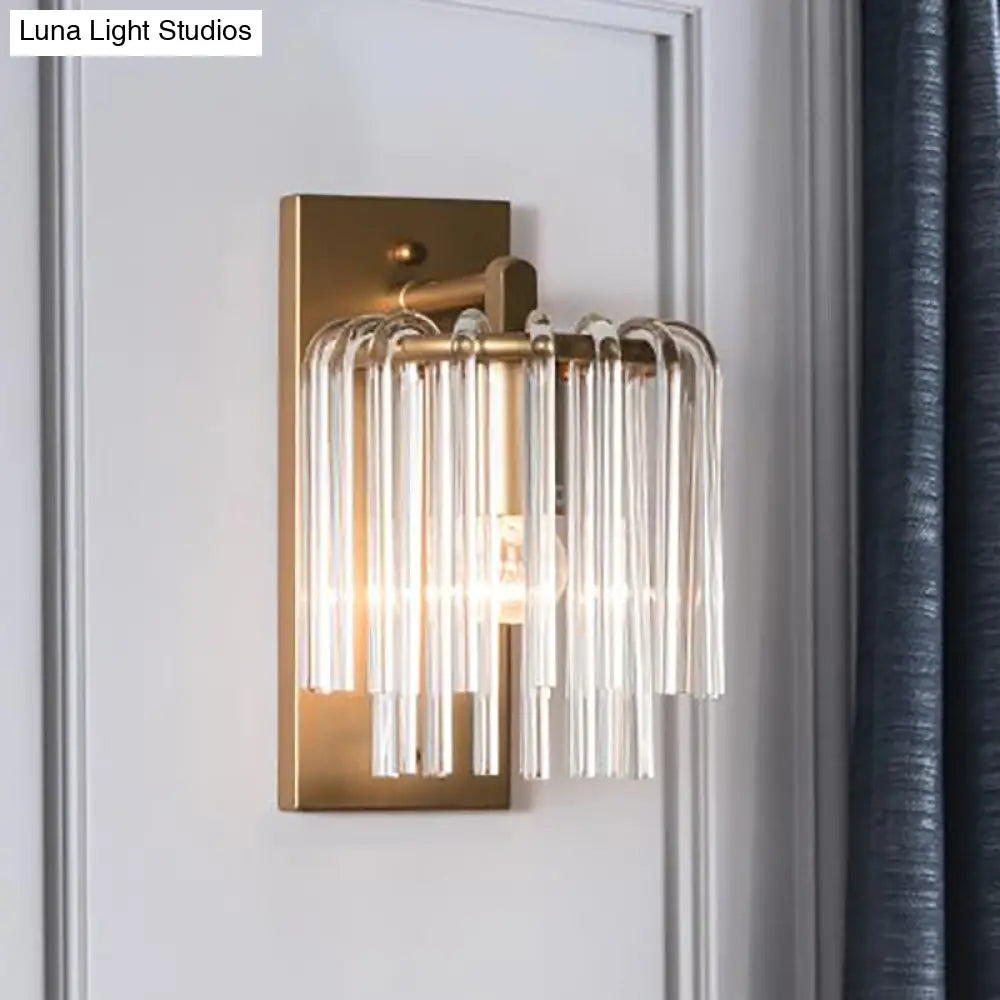 Brass Wall Sconce With Crystal Rod Shade - Modern & Chic Design