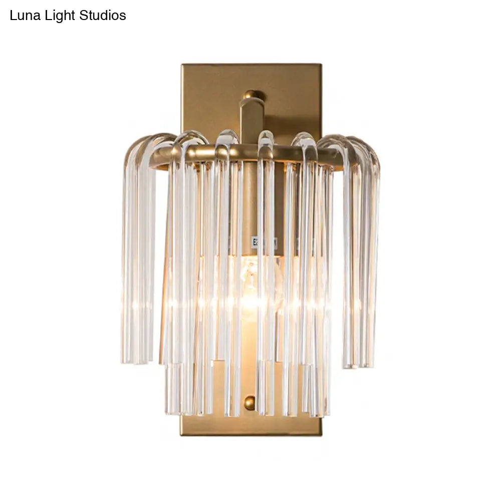 Brass Wall Sconce With Crystal Rod Shade - Modern & Chic Design