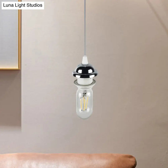 Bronze/Brass Industrial Mini Pendant Light With Adjustable Height - Bare Bulb 1-Light Metal Hanging