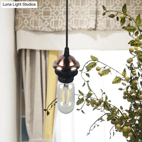 Bronze/Brass Industrial Mini Pendant Light With Height Adjustable Hanging Lamp - 1 Metal