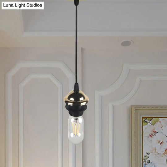 Bronze/Brass Industrial Mini Pendant Light With Height Adjustable Hanging Lamp - 1 Metal