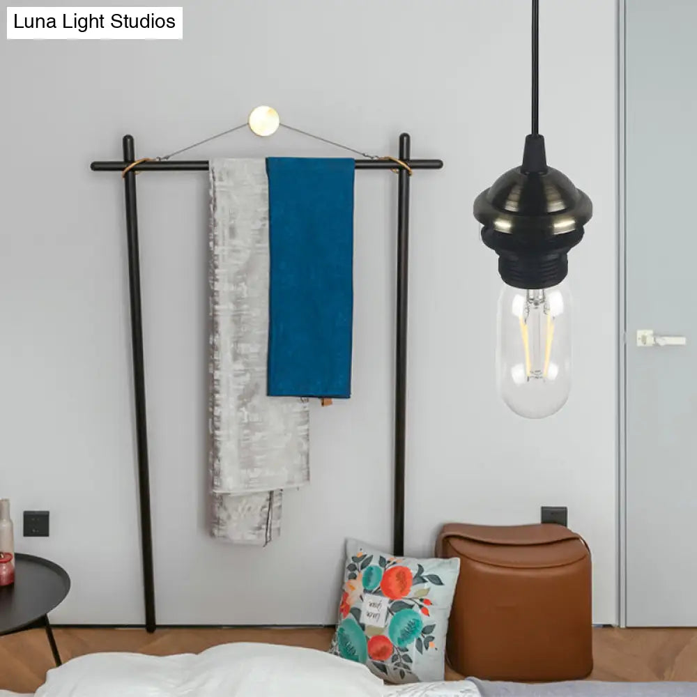 Bronze/Brass Industrial Mini Pendant Light With Height Adjustable Hanging Lamp - 1 Metal Bronze