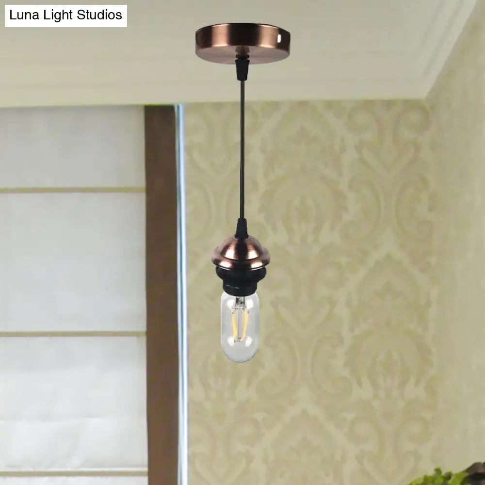 Bronze/Brass Industrial Mini Pendant Light With Height Adjustable Hanging Lamp - 1 Metal