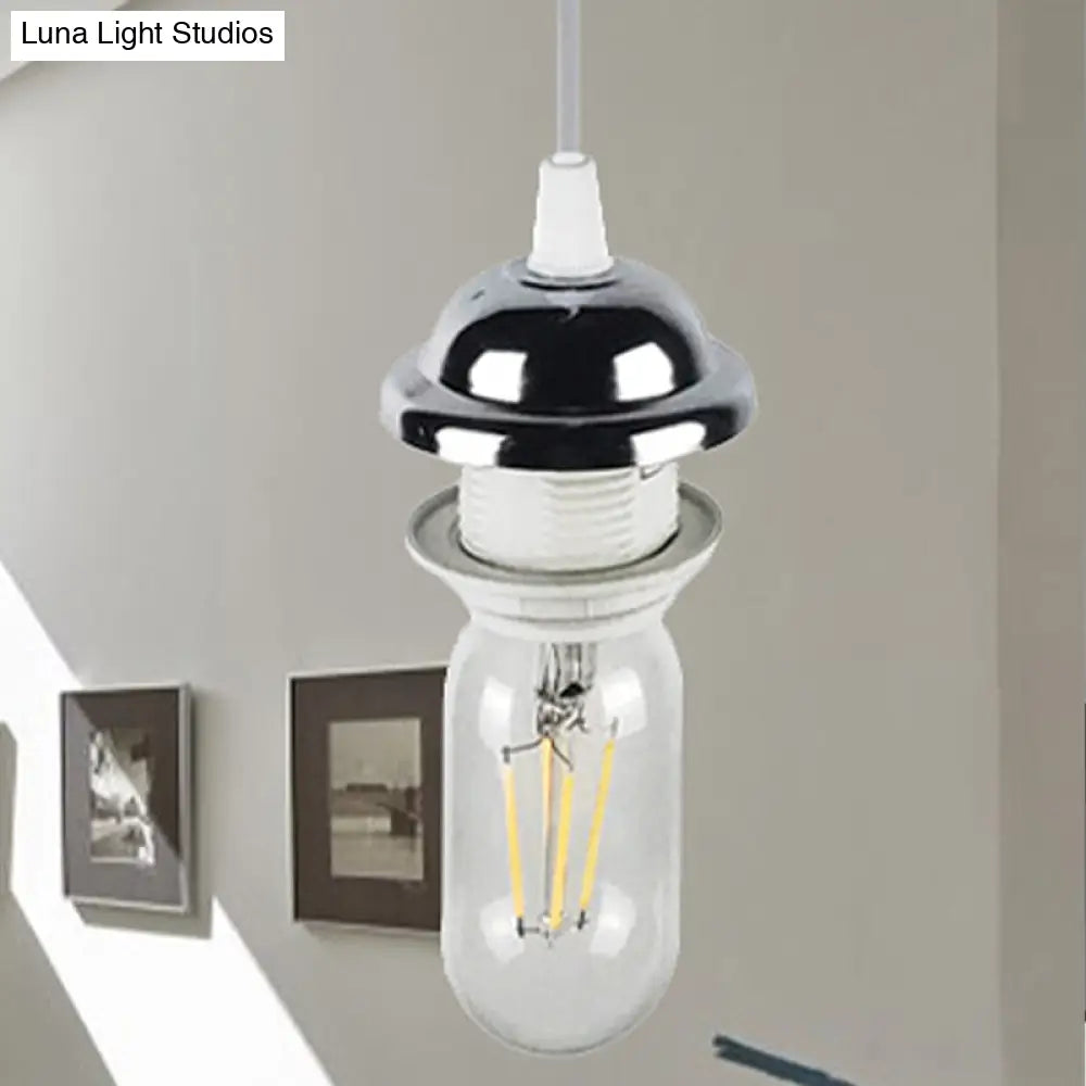 Bronze/Brass Industrial Mini Pendant Light With Height Adjustable Hanging Lamp - 1 Metal