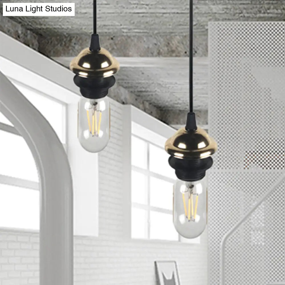 Bronze/Brass Industrial Mini Pendant Light With Height Adjustable Hanging Lamp - 1 Metal
