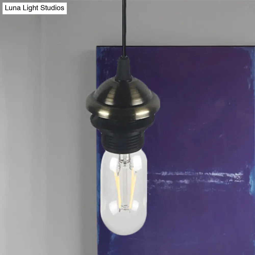Bronze/Brass Industrial Mini Pendant Light With Height Adjustable Hanging Lamp - 1 Metal