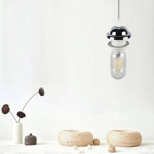 Bronze/Brass Industrial Mini Pendant Light With Adjustable Height - Bare Bulb 1-Light Metal Hanging