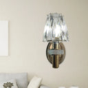 Bronze Contemporary Crystal Wall Sconce With Conic 1-Head Light Clear