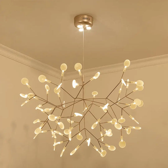 Bronze Designer Led Heracleum Chandelier: Acrylic Living Room Pendant Light Fixture 63 / Warm