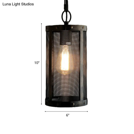 Bronze Hanging Lamp - Mini Industrial Pendant Light Fixture Single Cylinder Design