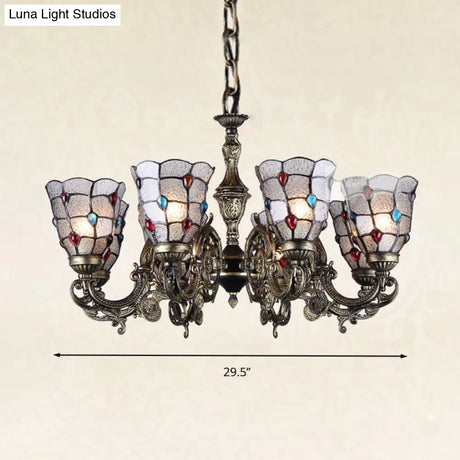 Bronze Jeweled Chandelier Lighting Fixture With Mediterranean Cut Glass - Antique Design Multiple