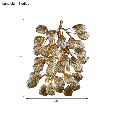 Bronze Leaf Wall Sconce - Traditional 3-Light Aluminum Fixture For Living Room