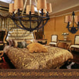 Bronze Semi-Circle Cage Pendant Chandelier - 5 Lights Country Metal Fabric Shade