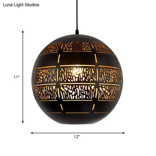 Bronze Sphere Downlight Ceiling Suspension Lamp - 1 Bulb 10/12 Wide